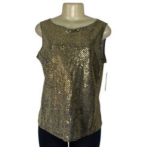 Notations Gold Sequin Sleeveless Top Womens Size M  - New